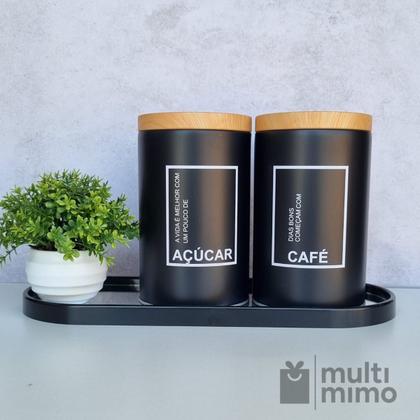 Imagem de Lata Porta Mantimentos Pote De Café Açúcar Kit 2 Peças