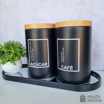 Imagem de Lata Porta Mantimentos Pote De Café Açúcar Kit 2 Peças