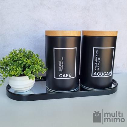 Imagem de Lata Porta Mantimentos Pote De Café Açúcar Kit 2 Peças
