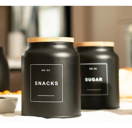 Imagem de Lata Premium 1,5l Porta Açúcar Café E Snacks Tampa De Bambu OU