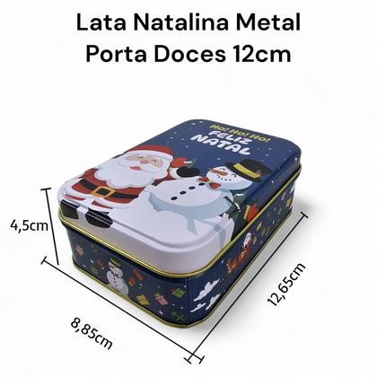 Imagem de Latinha Natalina Metal Lata Porta Doces Lembrancinha M 12cm