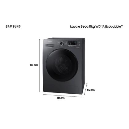 Imagem de Lava e Seca 11 Kg Samsung Wd11a4453bx com 12 Programas de Lavagem Inox 127v