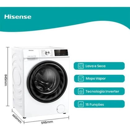 Imagem de Lava e seca 11kg hisense conectada wd3s1143bw1 branco 110 volts