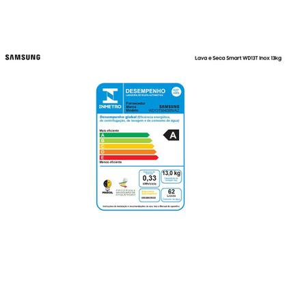 Imagem de Lava e Seca 13 Kg Samsung Eco Bubble Inox com 25 Programas de Lavagem - WD13T504DBN
