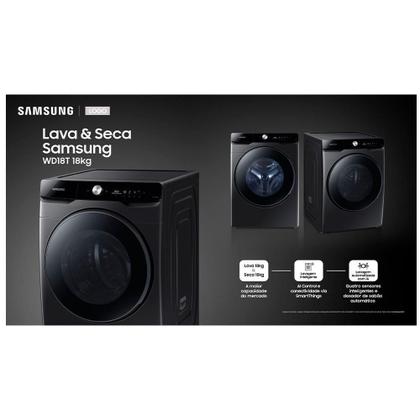 Imagem de Lava e Seca 18 Kg Samsung Eco Bubble Black Inox Look com 25 Programas de Lavagem - WD18T6500FAZ