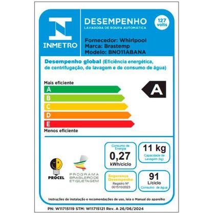 Imagem de Lava e Seca Brastemp 11 kg/6 kg Branca com Smart Sensor by AI - BNO11AB