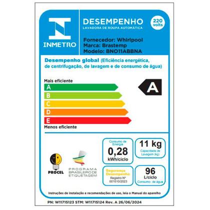 Imagem de Lava e Seca Brastemp 11 kg/6 kg Branca com Smart Sensor by AI - BNO11AB