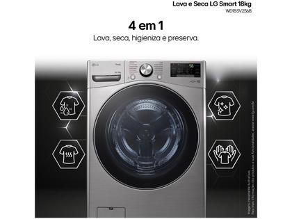 Lava e Seca LG 18kg WD18SV2S6B.ASSFBRS Água Fria Inox Look Imagem de Lava e Seca LG 18kg WD18SV2S6B.ASSFBRS Água Fria Inox Look