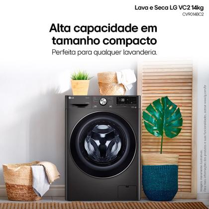 Imagem de Lava e Seca LG Smart VC2 14kg Black Inox com Inteligência Artificial AIDD (CV9014BC2A) - 220v