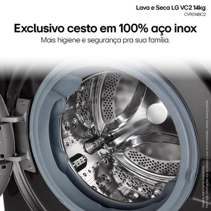 Imagem de Lava e Seca LG Smart VC2 14kg Black Inox com Inteligência Artificial AIDD (CV9014BC2A) - 220v