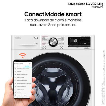 Imagem de Lava e Seca LG Smart VC2 14kg Branca com Inteligência Artificial AIDD (CV9014WC2A) - 220v