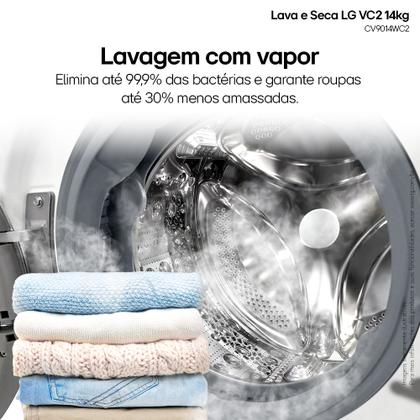 Imagem de Lava e Seca LG Smart VC2 14kg Branca com Inteligência Artificial AIDD (CV9014WC2A) - 220v