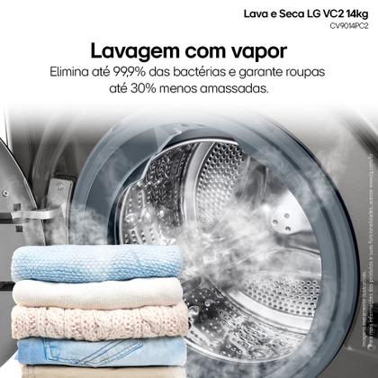 Imagem de Lava e Seca LG Smart VC2 14kg Inox Look com Inteligência Artificial AIDD (CV9014PC2) - 110v