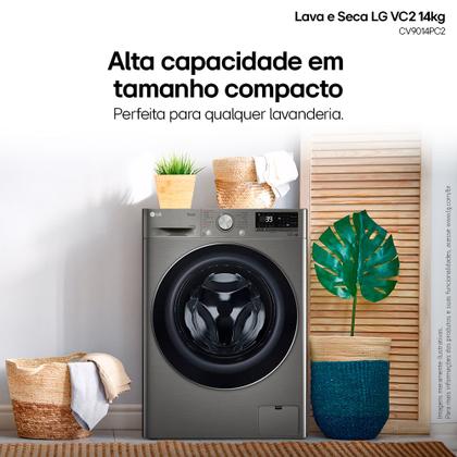 Imagem de Lava e Seca LG Smart VC2 14kg Inox Look com Inteligência Artificial AIDD (CV9014PC2) - 110v