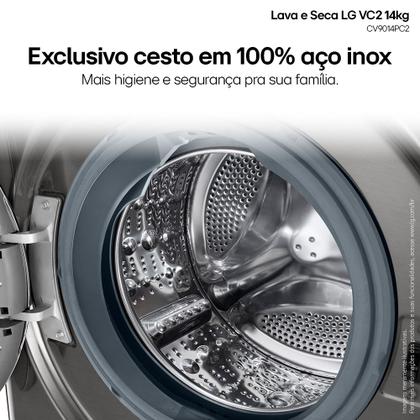 Imagem de Lava e Seca LG Smart VC2 14kg Inox Look com Inteligência Artificial AIDD (CV9014PC2A) - 220v