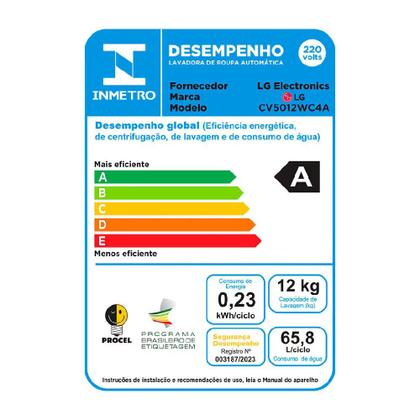Imagem de Lava e Seca LG Smart VC4 12 kg com Inteligência Artificial AIDD - CV5012WCA