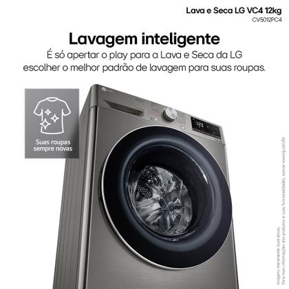 Imagem de Lava e Seca LG Smart VC4 12kg Inox Look com Inteligência Artificial AIDD (CV5012PC4) - 110v