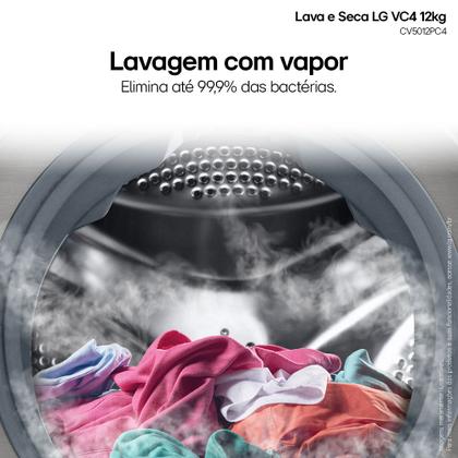 Imagem de Lava e Seca LG Smart VC4 12kg Inox Look com Inteligência Artificial AIDD (CV5012PC4) - 110v