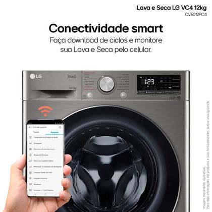 Imagem de Lava e Seca LG Smart VC4 12kg Inox Look com Inteligência Artificial AIDD (CV5012PC4) - 110v