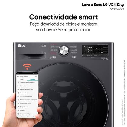 Imagem de Lava e Seca LG Smart VC4 12kg Titanium com Inteligência Artificial AIDD (CV5012MC4A) - 220v