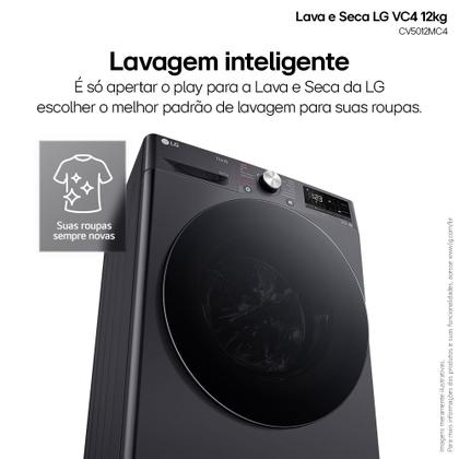 Imagem de Lava e Seca LG Smart VC4 12kg Titanium com Inteligência Artificial AIDD (CV5012MC4A) - 220v