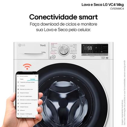 Imagem de Lava e Seca LG Smart VC4 14kg Branca com Inteligência Artificial AIDD (CV5014WC4) - 127v