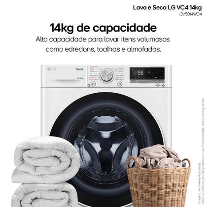 Imagem de Lava e Seca LG Smart VC4 14kg Branca com Inteligência Artificial AIDD (CV5014WC4) - 127v