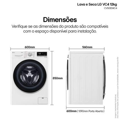 Imagem de Lava e Seca LG VC4 Smart com Inteligência Artificial 12kg Branca CV5012WC4