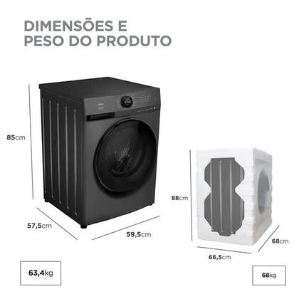 Imagem de Lava e Seca Midea 11kg Titanium Slim HealthGuard Conectada MF201D110WB