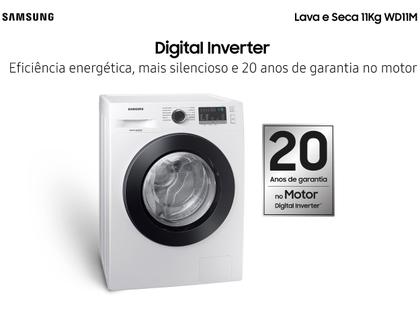 Imagem de Lava e Seca Samsung 11kg Inverter 3 em 1 Água Fria Branca WD11M4473PW