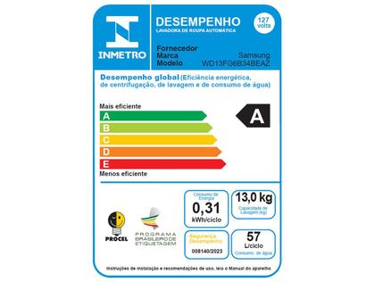 Imagem de Lava e Seca Samsung 13kg AI Control WD13FG Digital Inverter Smart Água Quente e Fria Branca