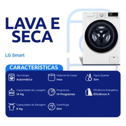 Imagem de Lava e Seca Smart LG CV5 14kg Com Inteligência Artificial CV5014WC4A