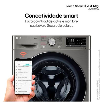 Imagem de Lava e Seca Smart LG VC4 12kg Inox Look com AIDD CV5012PC4A