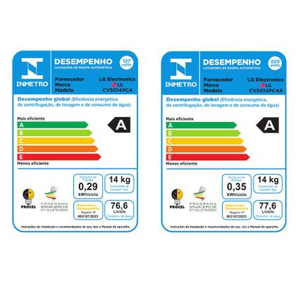 Imagem de Lava e Seca Smart LG VC4 14kg Inox Look com AIDD CV5014PC4
