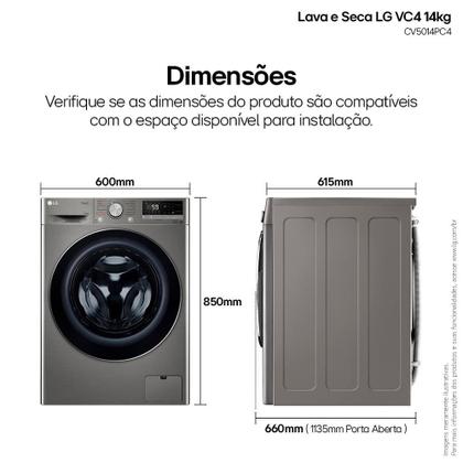 Imagem de Lava e Seca Smart LG VC4 14kg Inox Look com AIDD CV5014PC4