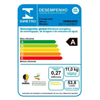 Imagem de Lava e Seca WD11A4453BXFAZ 11Kg Inox Look Samsung