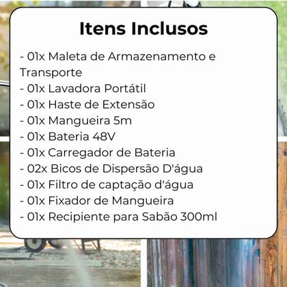 Imagem de Lava Jato Bivolt Para Lavar Carro Automotivo Lavadora Mini Pistola Máquina de Lavar Alta Pressão Água Portátil A Bateria 110v 220v Recarregável
