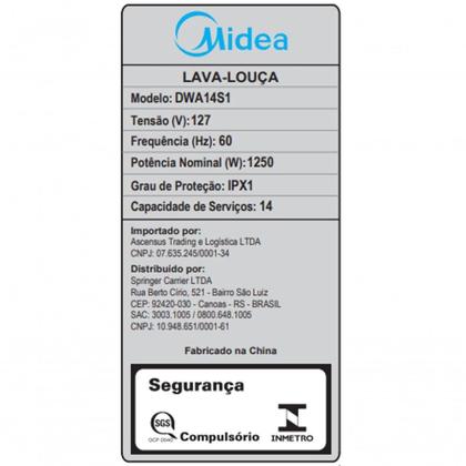 Imagem de Lava louça Midea Cinza 127V 14 Serviços (DWA14S1)