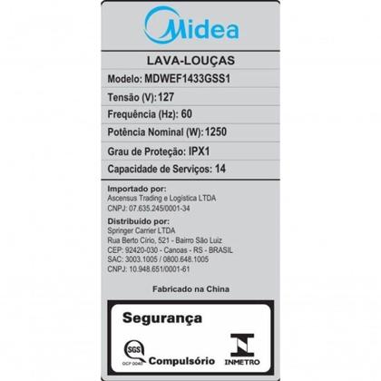 Imagem de Lava Louça Midea Smart Home Inox 127V 14 serviços (MDWEF1433GSS1)