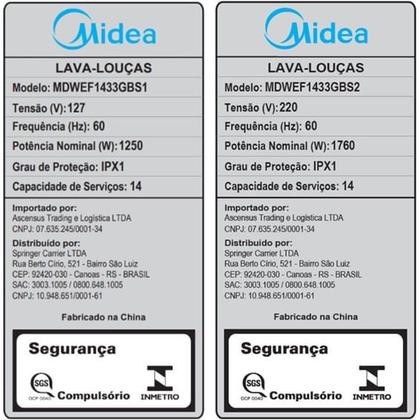 Imagem de Lava Louças 14 Serviços Black Inox SmartHome Midea