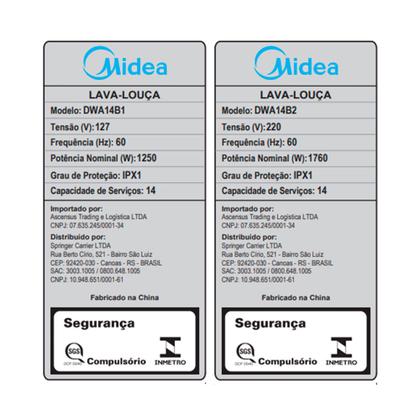 Imagem de Lava Louças 14 Serviços Branca Midea