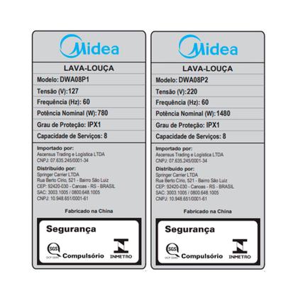 Imagem de Lava Louças 8 Serviços Preta Midea