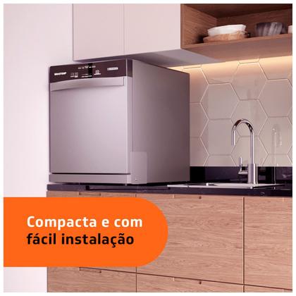 Imagem de Lava Louças Brastemp Cinza Metálico com 08 Serviços e 05 Programas de Lavagem - BLF08B