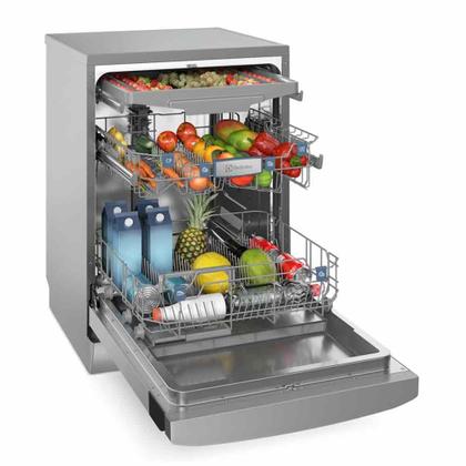 Imagem de Lava-Louças Electrolux com a porta Inox, 14 Serviços, 07 Programas de Lavagem e Função Higienizar Compras - LL14X