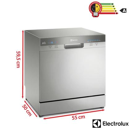Imagem de Lava-Louças Electrolux Inox com 08 Serviços, 07 Programas de Lavagem e Painel Blue Touch - LL08S