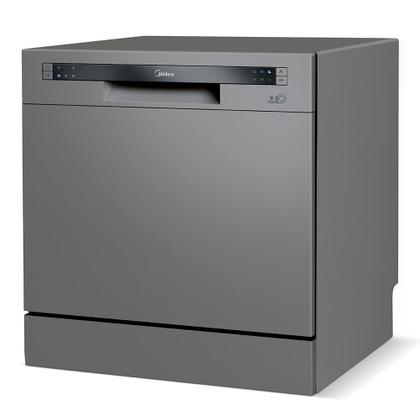 Imagem de Lava-Louças Midea Cinza com 08 Serviços, 06 Programas de Lavagem e Função Adiar Início - DWA08S