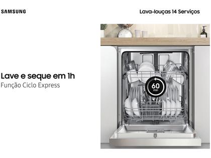 Lava-louças Samsung 14 Serviços com Função - Higienizar DW60C7050FS Prata Imagem de Lava-louças Samsung 14 Serviços com Função