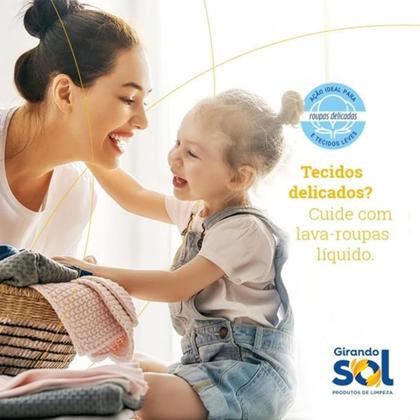 Imagem de Lava Roupas Girando Sol Coco e Baunilha Perfumado Ação Delicada Cuidado Roupas Brancas e Coloridas 1 litro