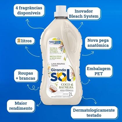 Imagem de Lava Roupas Líquido Roupas Delicadas Girando Sol Coco e Baunilha 1L