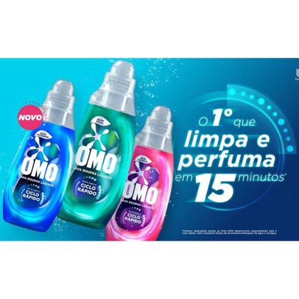 Imagem de Lava-Roupas Omo Líquido Ciclo Rápido Lava e Perfuma em 15 Minutos Ação Antiodor Frasco 1,4 Lt